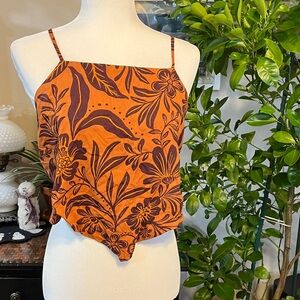 Patrons of Peace Orange Floral Bandana Top